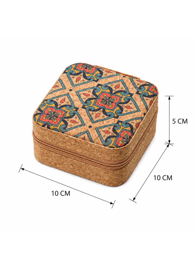 Portable Cork Jewelry Organizer Box Travel Case for Earrings Rings Necklace Storage with Zipper - Image 5