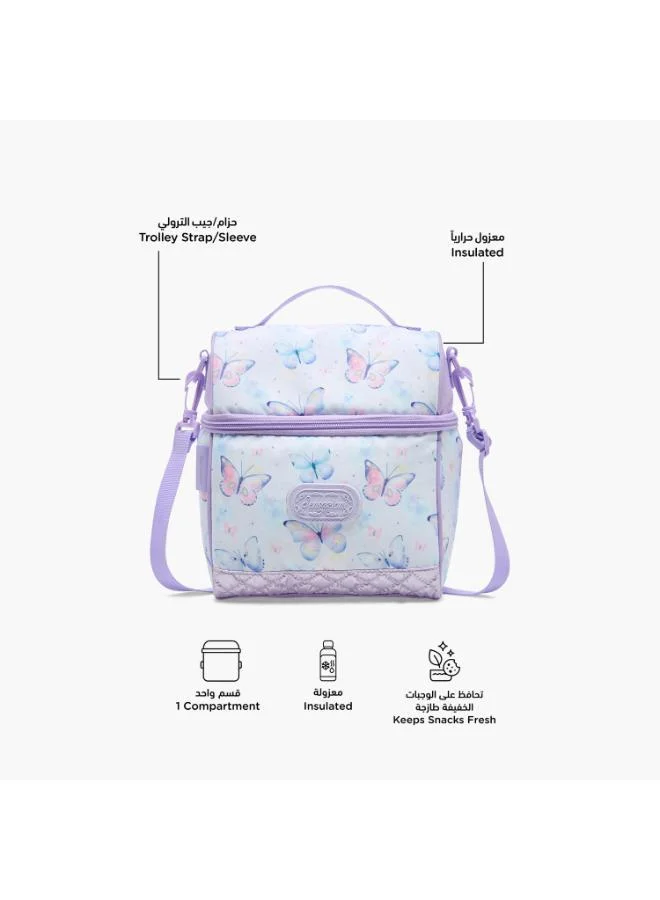 Sensazioni Sensazioni Butterfly Print Lunch Bag for Girls 8-13 Years with Detachable Strap