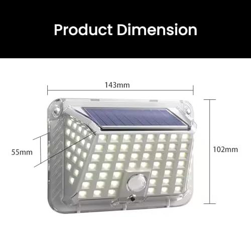 GIGAWATTS GW-606 90 LED Solar Wall Light BIS Approved Motion Sensor Outdoor Security Sconce Lamp with 800mAh Battery IP44 Rating for Garden Lawn Yard (Pack of 1, White) - Image 2