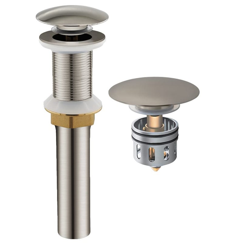 Yodel Faucet Bathroom Sink Drain without Overflow  1 12 Drain Opening  Pop Up Vessel Vanity Drain with AntiClogging Hair Catcher BasketBrushed NickelY1383WBN