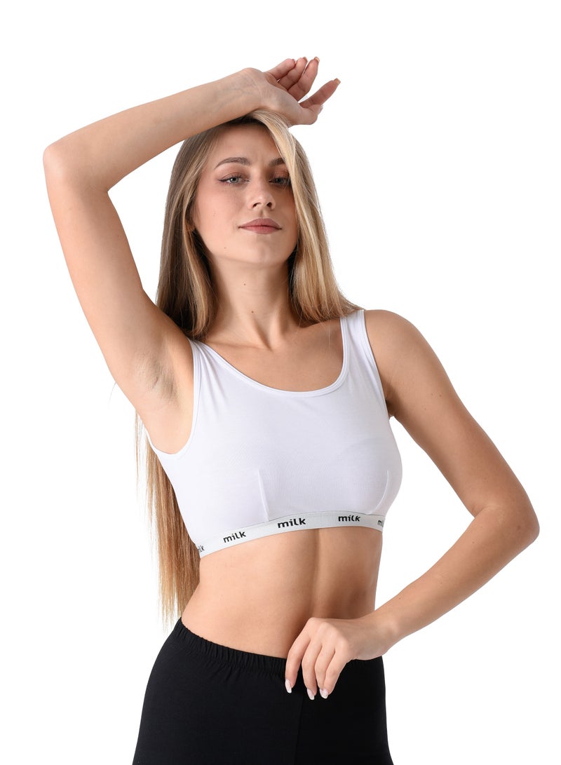 Milk Wide Tank Cotton Non Padded Soft Bra  - Image 2