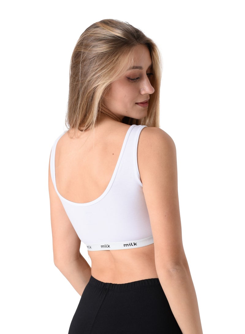 Milk Wide Tank Cotton Non Padded Soft Bra  - Image 3