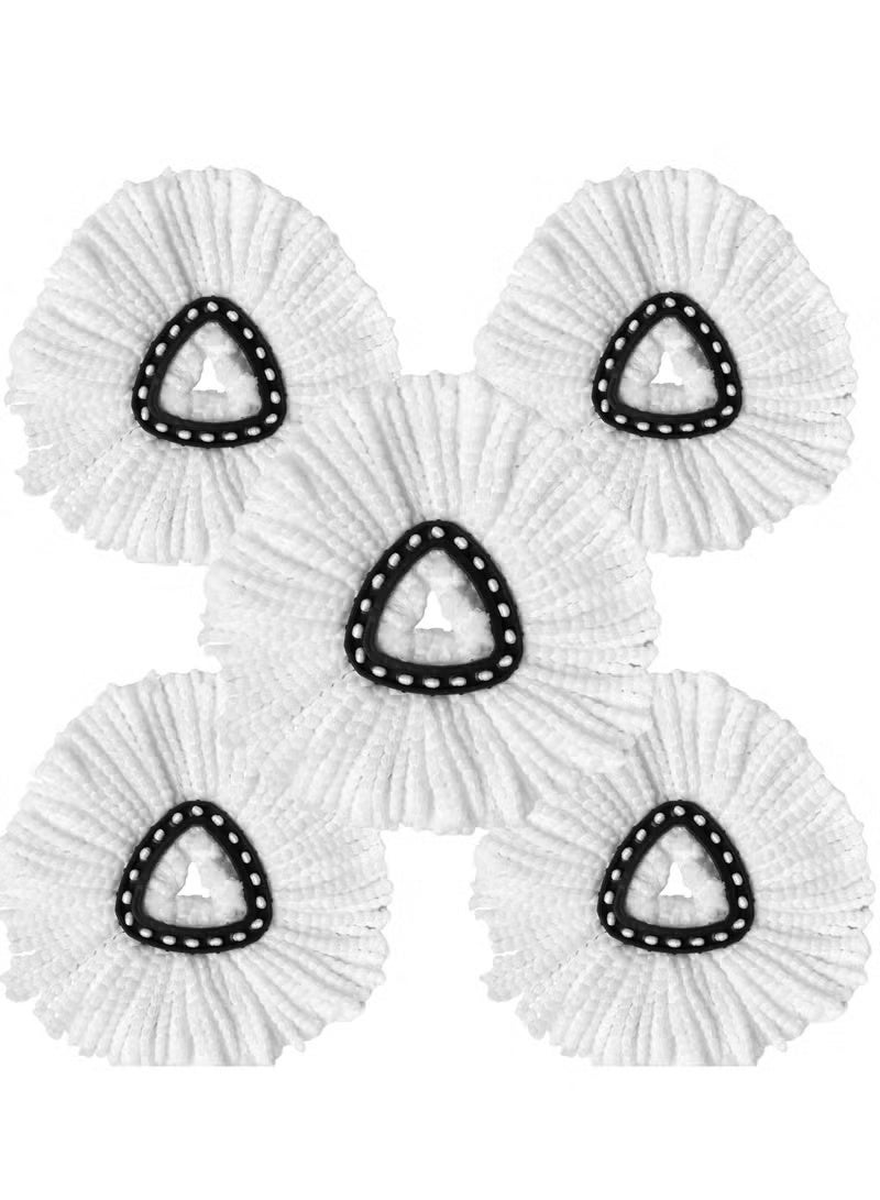 5-Pack White Triangle Spin Mop Heads Replacement - Compatible with Vileda Easy Wring & O-Cedar Mops, for Efficient Floor Cleaning