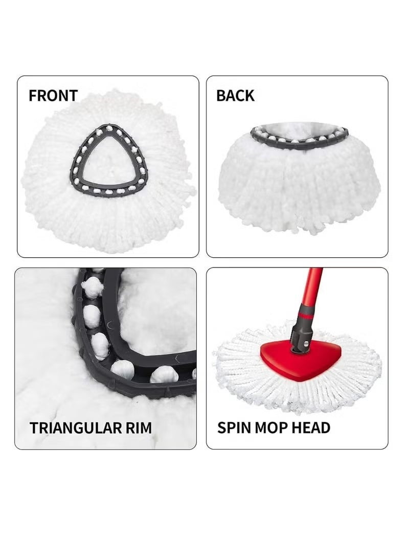 5-Pack White Triangle Spin Mop Heads Replacement - Compatible with Vileda Easy Wring & O-Cedar Mops, for Efficient Floor Cleaning - Image 3