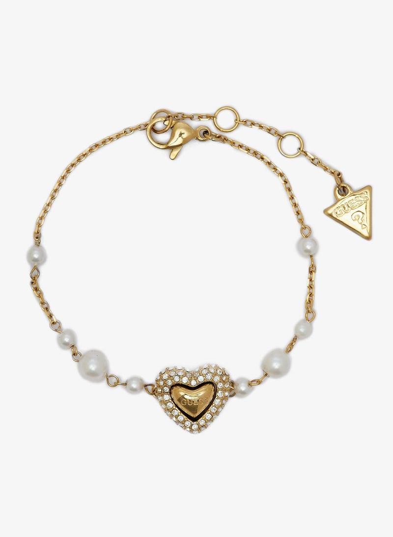 GUESS Heart & Pearls Chain Bracelet - Image 1