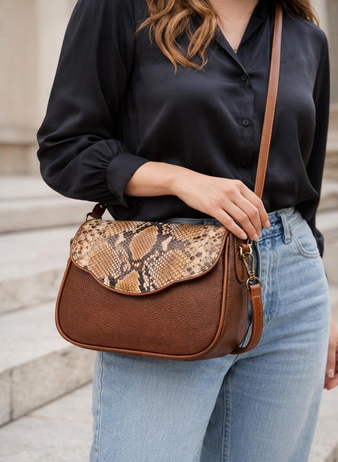HaveGlam Snake Print Crossbody Sling Bag with Adjustable Strap for Daily Use, Travel & Shopping, Phone Purse with Adjustable Strap - Lightweight Casual Trendy Bag for Ladies & Girls (Brown) - Image 5