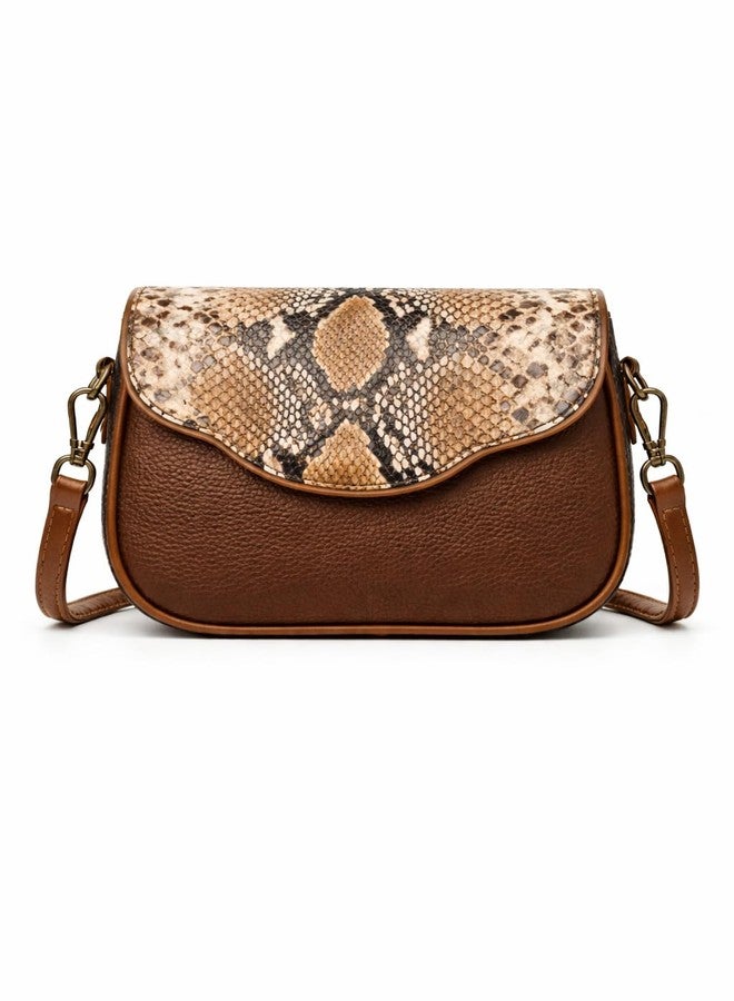 HaveGlam Snake Print Crossbody Sling Bag with Adjustable Strap for Daily Use, Travel & Shopping, Phone Purse with Adjustable Strap - Lightweight Casual Trendy Bag for Ladies & Girls (Brown) - Image 1
