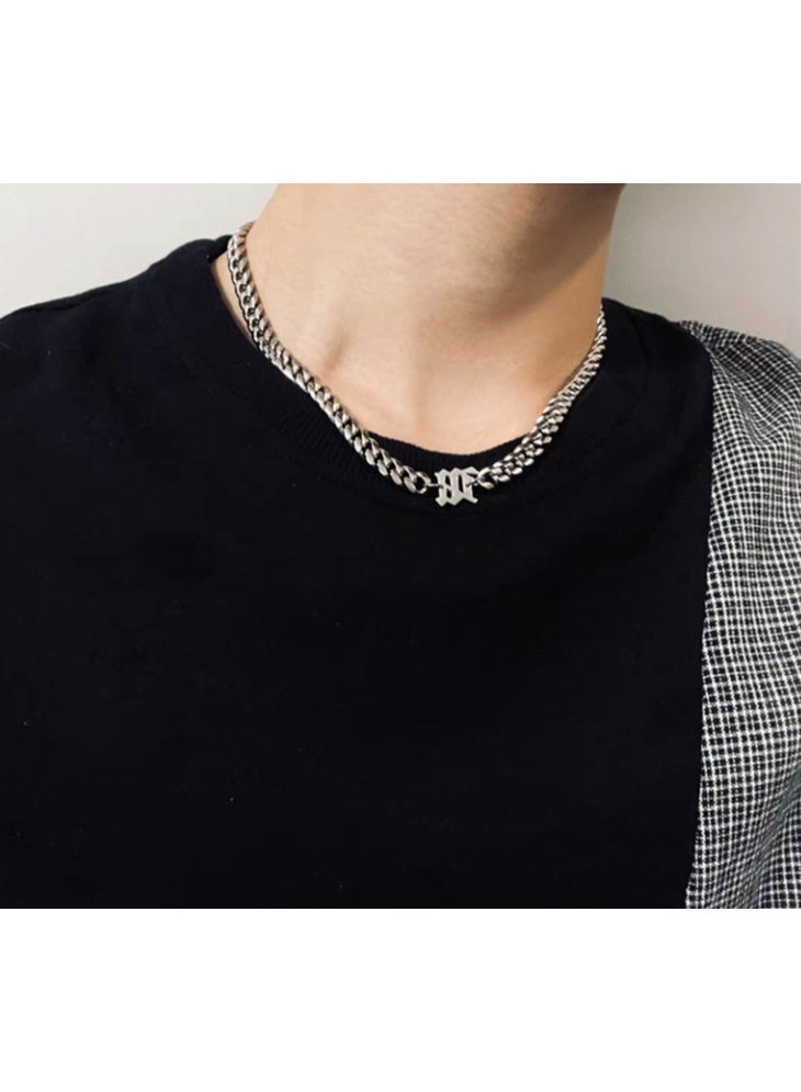 LATEEN Men's Titanium Steel Necklace Silver Trendy Collarbone Chain Rugged Hip Pop Style Accessory Birthday Eid Gift Hypoallergenic & Durable Fashion Jewelry - Image 2