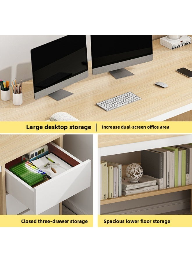 اليسا مكتب خشبي كبير حديث 120 سم - طاولة كمبيوتر للمكتب المنزلي مع 3 أدراج تخزين، ومساحة واسعة للدراسة والكتابة - Image 5