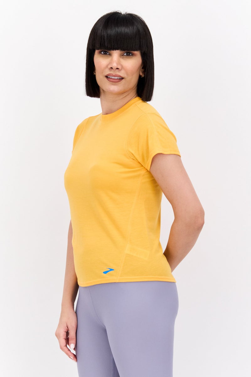 Brooks تي شيرت رياضي نسائي مناسب للتدريب، برتقالي فاتح - Image 2