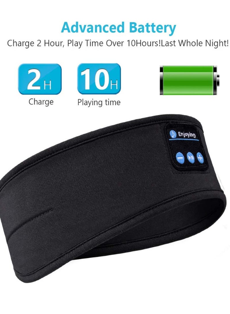 Ocean Sleep Headphones, Bluetooth Sleep Eye Mask Wireless Headphones, Sleeping Travel Music Eye Cover, Sports Headband Headphones with Ultra-Thin HD Stereo Speakers, for Insomnia, Snoring, Travel（black） - Image 2
