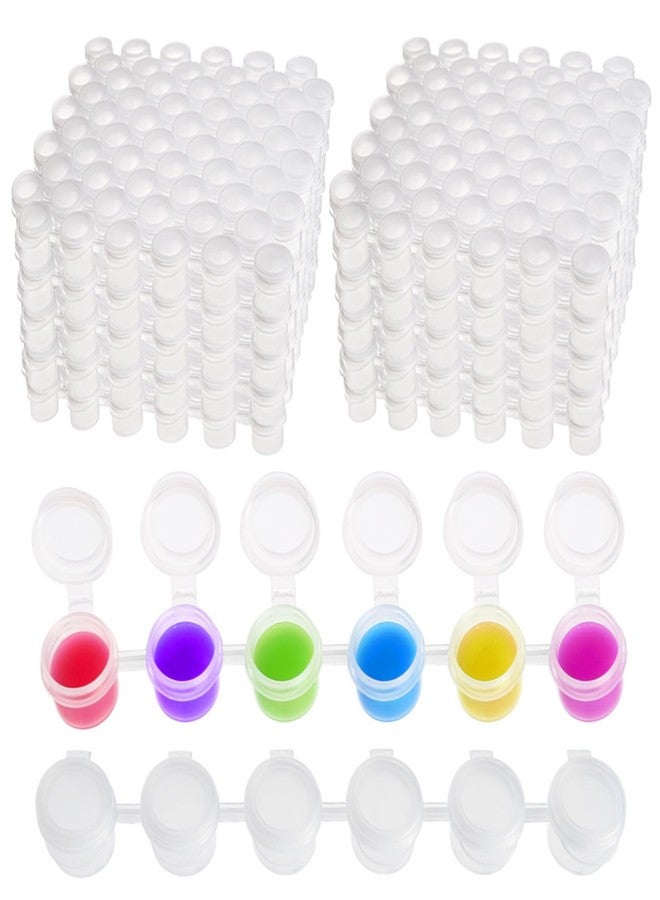 ZEAYEA 100 Strips 600 Pots Paint Pots Strips, 2ml/ 0.07 oz Empty Paint Cup Pots with Lids, Arts Crafts Plastic Storage Containers for Classrooms Schools Paintings Art Summer Camps - Image 1