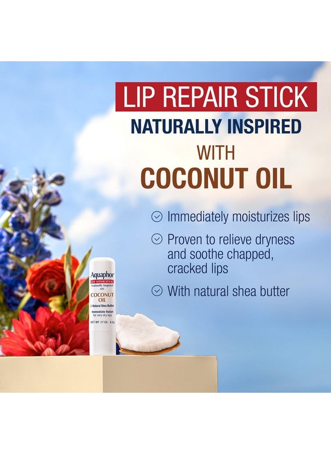 Aquaphor - Aquaphor Naturally Inspired Lip Repair Stick with Coconut Oil and Natural Shea Butter, Hydrating Lip Balm Stick Immediately Relieves Dryness and Soothes Chapped Lips, 0.17 Oz Stick, Pack of 3 - Image 1