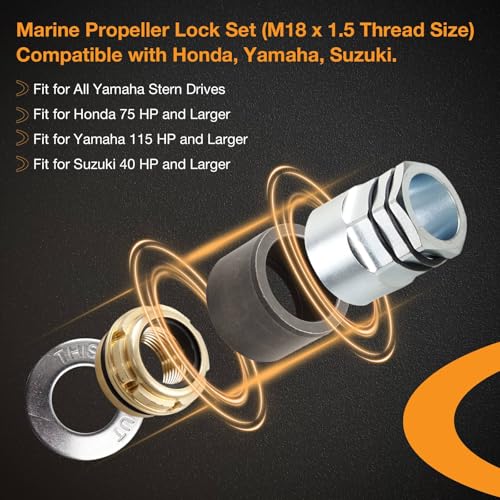 HQPASFY Marine Propeller Lock Set Compatible with Honda Yamaha Suzuki M18 x 15 Thread Size Replaces 74040 - Image 3