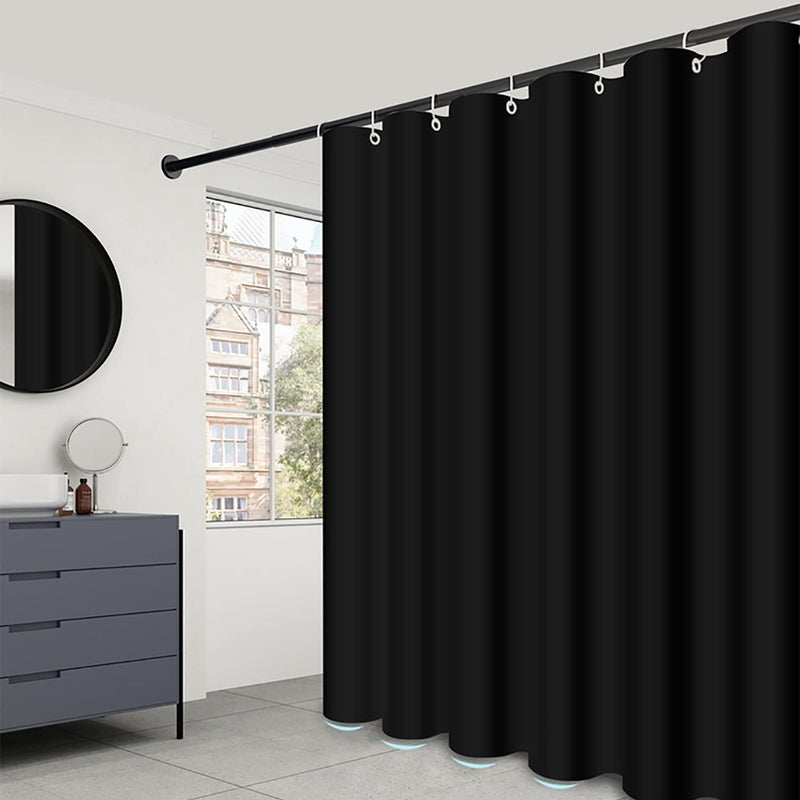 LLSCL Fabric Shower Curtain Liner, Waterproof Hotel Quality, Bathroom Curtains Rust Resistant Grommets, 72 x 72 Machine Washable (Black) - Image 1