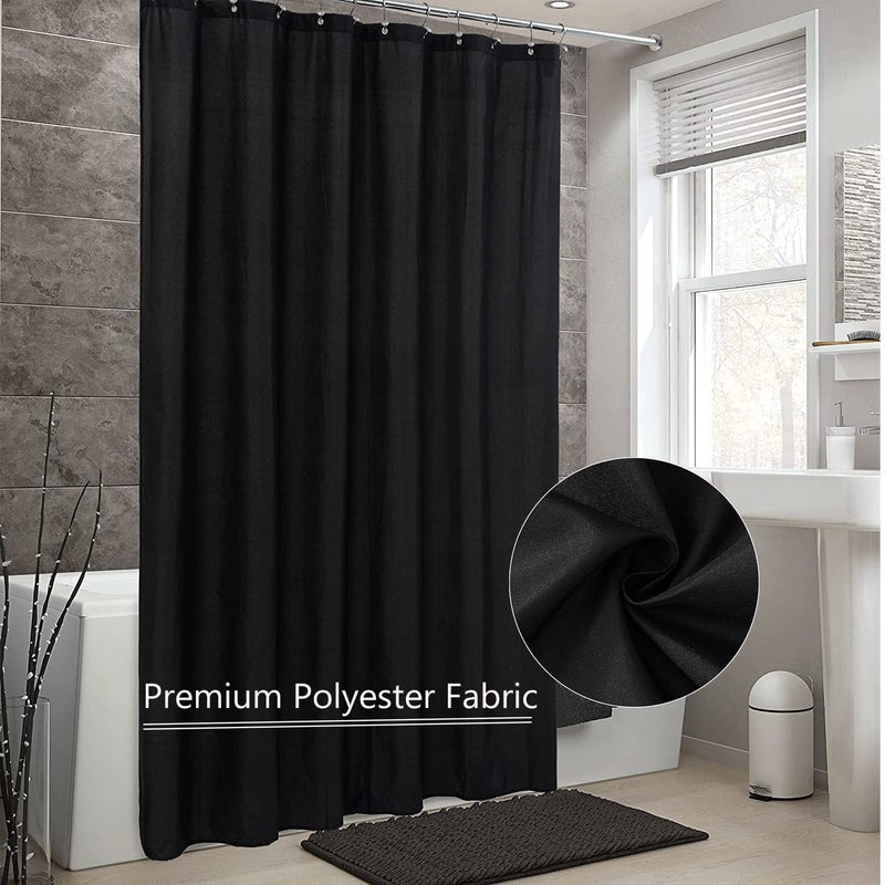 LLSCL Fabric Shower Curtain Liner, Waterproof Hotel Quality, Bathroom Curtains Rust Resistant Grommets, 72 x 72 Machine Washable (Black) - Image 4