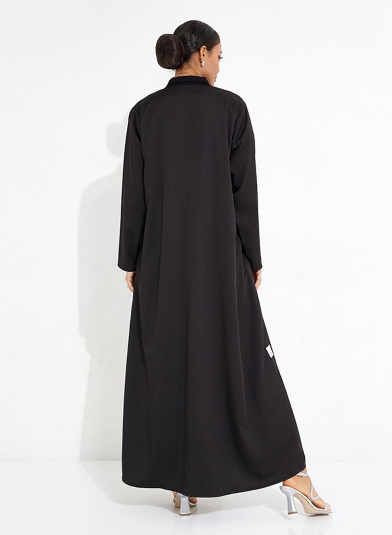 Rosette Abaya Black Jeans Abaya - Image 4