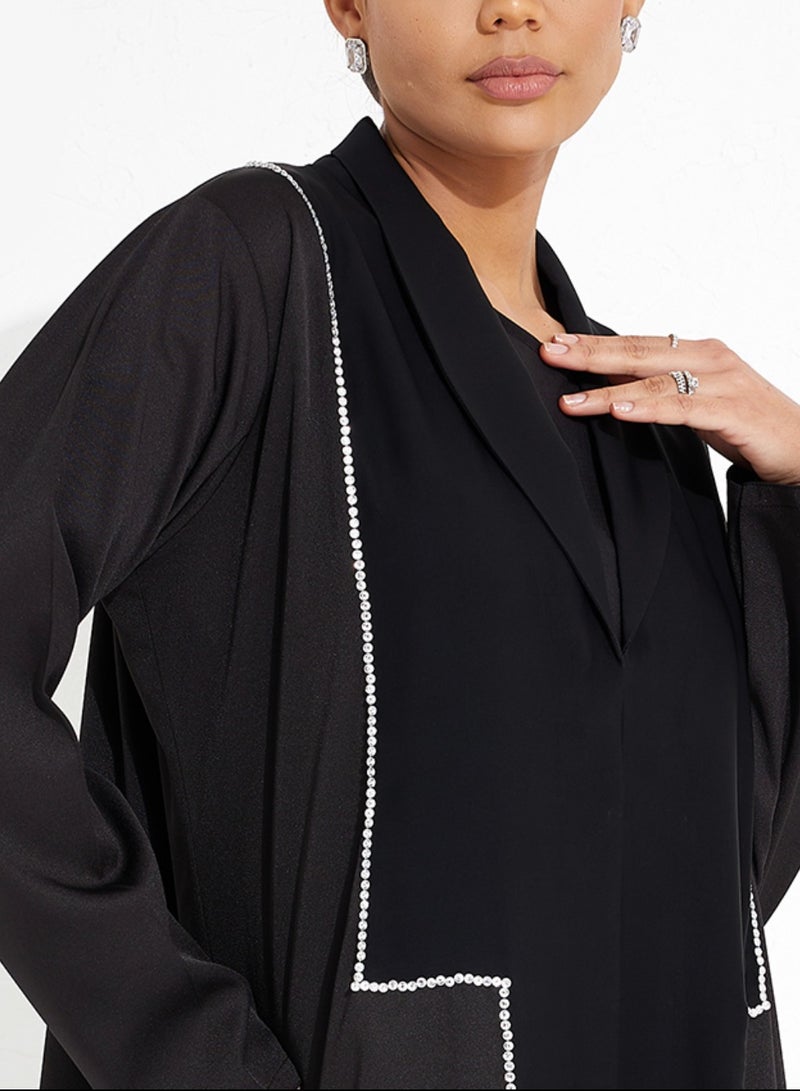 Rosette Abaya Black Jeans Abaya - Image 2