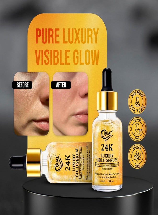 Quat 24K Luxury Gold Face Serum with Nicotinamide, 30ml, Anti-Ageing Skin Care Solution - Image 5