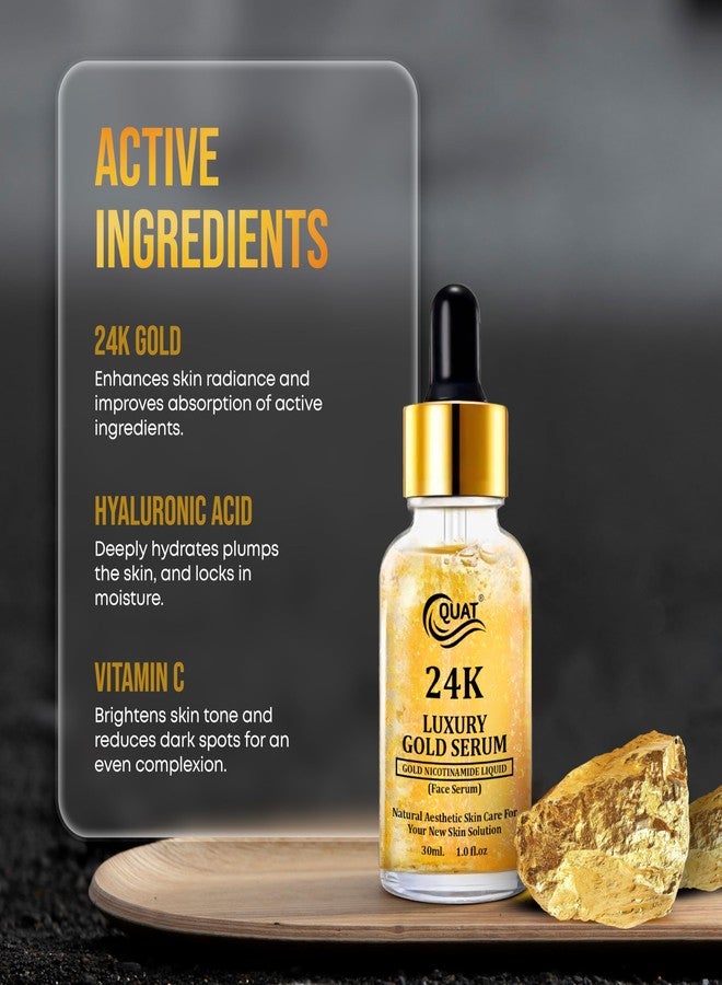 Quat 24K Luxury Gold Face Serum with Nicotinamide, 30ml, Anti-Ageing Skin Care Solution - Image 2