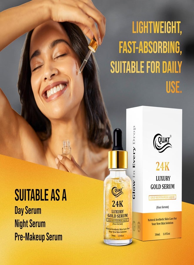 Quat 24K Luxury Gold Face Serum with Nicotinamide, 30ml, Anti-Ageing Skin Care Solution - Image 4