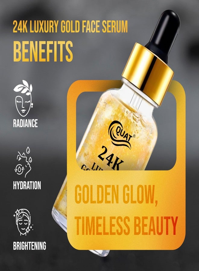 Quat 24K Luxury Gold Face Serum with Nicotinamide, 30ml, Anti-Ageing Skin Care Solution - Image 3