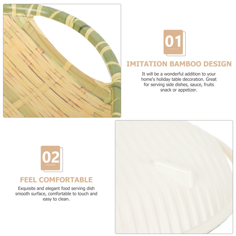 Imitation Woven Food Serving Plate Food Serving Dish Bowl Dipping Plate Side Dishes Plate - Image 2