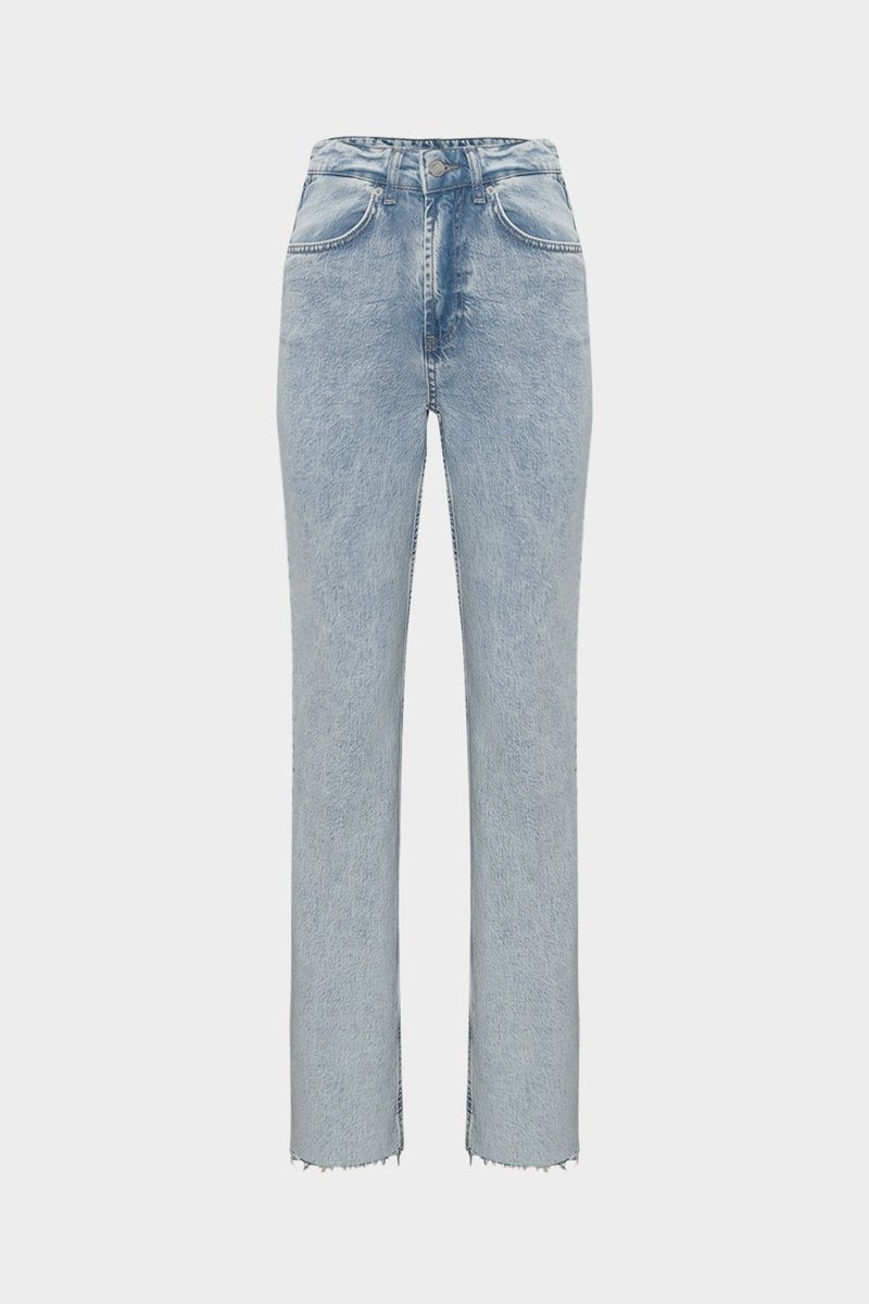 Açelya Okcu Açelyaokcu Mid Waist Lycra Straight Light Blue Straight Leg Seamless Jean  - Image 1