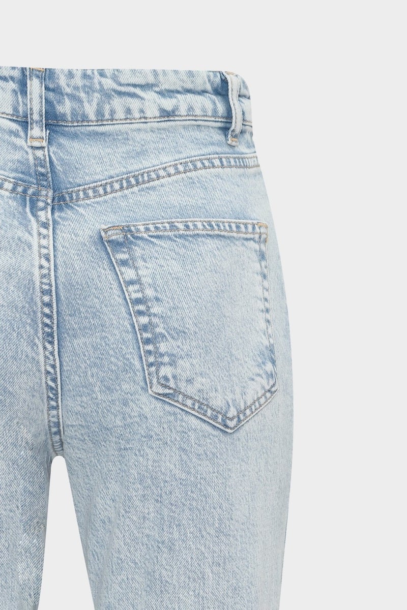 Açelya Okcu Açelyaokcu Mid Waist Lycra Straight Light Blue Straight Leg Seamless Jean  - Image 4