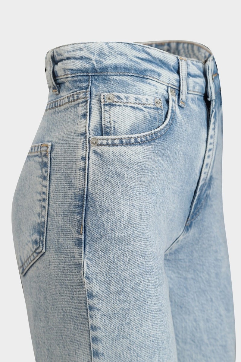 Açelya Okcu Açelyaokcu Mid Waist Lycra Straight Light Blue Straight Leg Seamless Jean  - Image 2