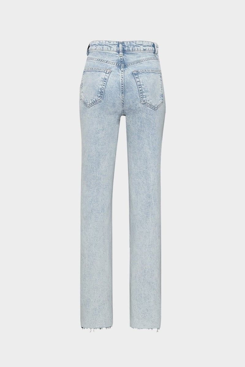 Açelya Okcu Açelyaokcu Mid Waist Lycra Straight Light Blue Straight Leg Seamless Jean  - Image 3