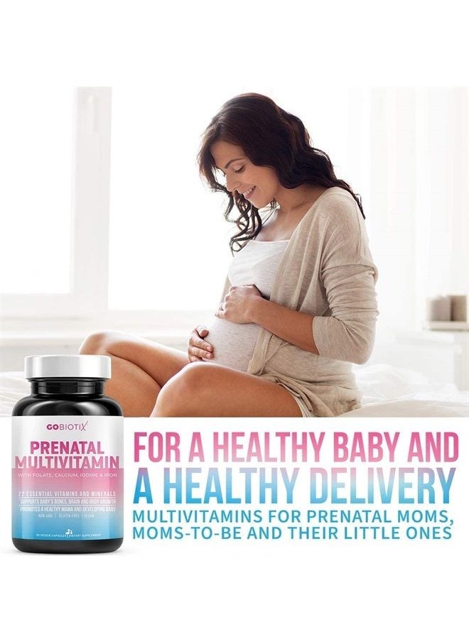 GoBiotix - Prenatal Vitamins for Women | Vitamins with Iron, Calcium, Vitamin D2, C, Zinc & Folic Acid for Pregnant Women | Pre & Post Pregnancy - Once Daily Multivitamin Capsules, Non-GMO - Image 1