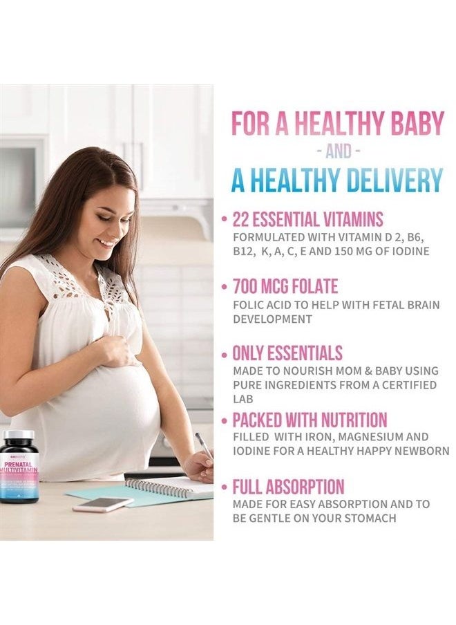 GoBiotix - Prenatal Vitamins for Women | Vitamins with Iron, Calcium, Vitamin D2, C, Zinc & Folic Acid for Pregnant Women | Pre & Post Pregnancy - Once Daily Multivitamin Capsules, Non-GMO - Image 1