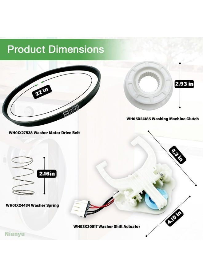Ninayu Upgraded WH03X30517 Washer Shift Actuator & WH01X27538 Washer Drive Belt & WH05X24185 Washing Machine Clutch & WH01X24434 Washer Spring - for GE Hotpoint Clothes Washer Mode Shifter Actuato - Image 4