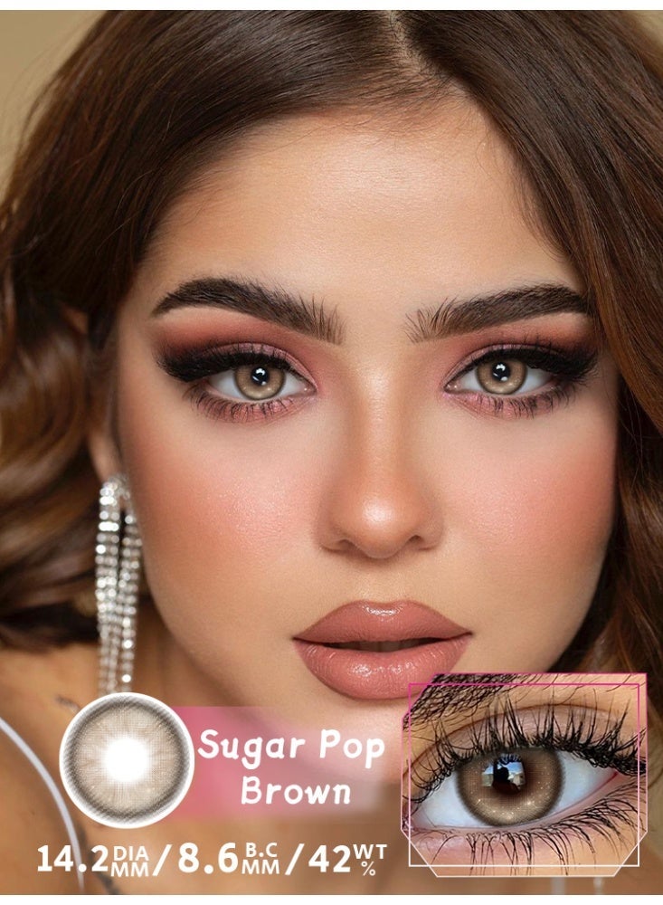 يواي عدسات لاصقة طبيعية بنية UYAAI، عدسات تجميلية للجنسين، عدسات طبيعية وأنيقة، نسبة الماء 42% - Image 1