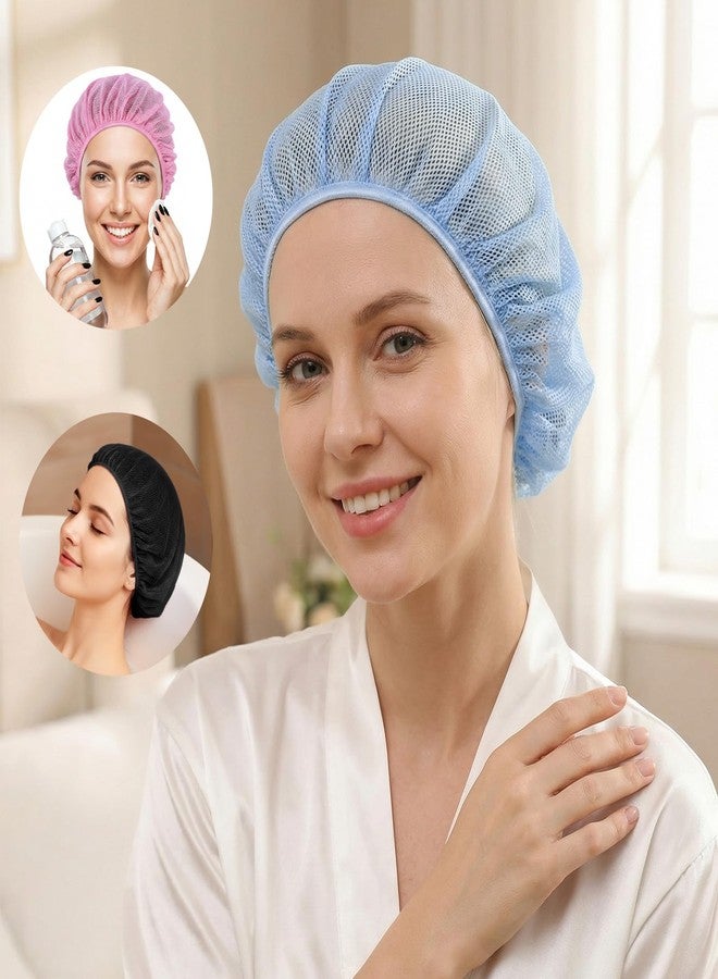Tyqour 4 PCS Mesh Hair Nets for Sleeping, Sleep Bonnets for Women Sleeping Caps Hair Bonnets for Women Sleeping, Sleep Caps for Women, Colorful Elastic Hair Drying Bonnet - Image 3