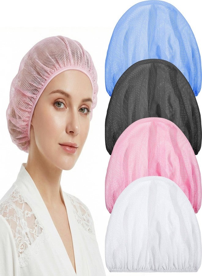 Tyqour 4 PCS Mesh Hair Nets for Sleeping, Sleep Bonnets for Women Sleeping Caps Hair Bonnets for Women Sleeping, Sleep Caps for Women, Colorful Elastic Hair Drying Bonnet - Image 1