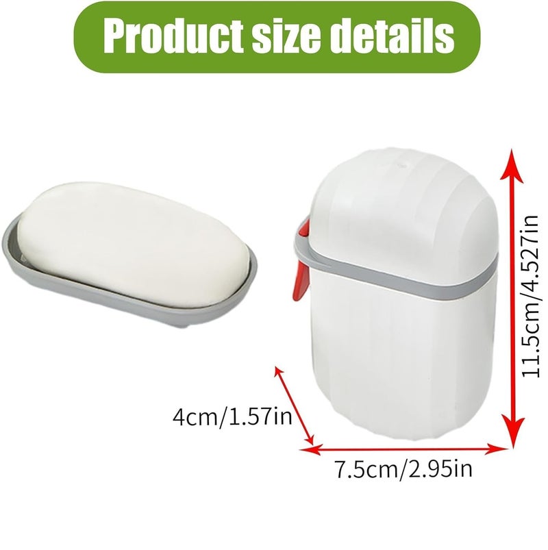 HEMIZA Plastic Capsule Shape Travel Toothbrush Holder with Soap Case – Waterproof Leak-Proof Combo for Camping, Bathroom & School Trip – Compact, Durable Storage Kit – White (HE - SC2) - Image 3
