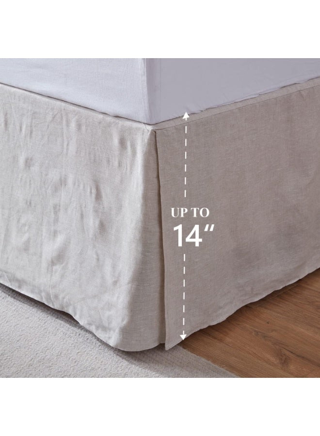 Simple&Opulence 100% Belgian Linen Bed Skirt with Classic 14 inch Tailored Drop Dust Ruffle, Easy Fit Breathable Premium Natural Flax- Basic Linen, Queen - Image 4