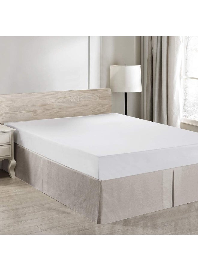 Simple&Opulence 100% Belgian Linen Bed Skirt with Classic 14 inch Tailored Drop Dust Ruffle, Easy Fit Breathable Premium Natural Flax- Basic Linen, Queen - Image 3