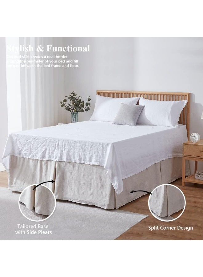Simple&Opulence 100% Belgian Linen Bed Skirt with Classic 14 inch Tailored Drop Dust Ruffle, Easy Fit Breathable Premium Natural Flax- Basic Linen, Queen - Image 2