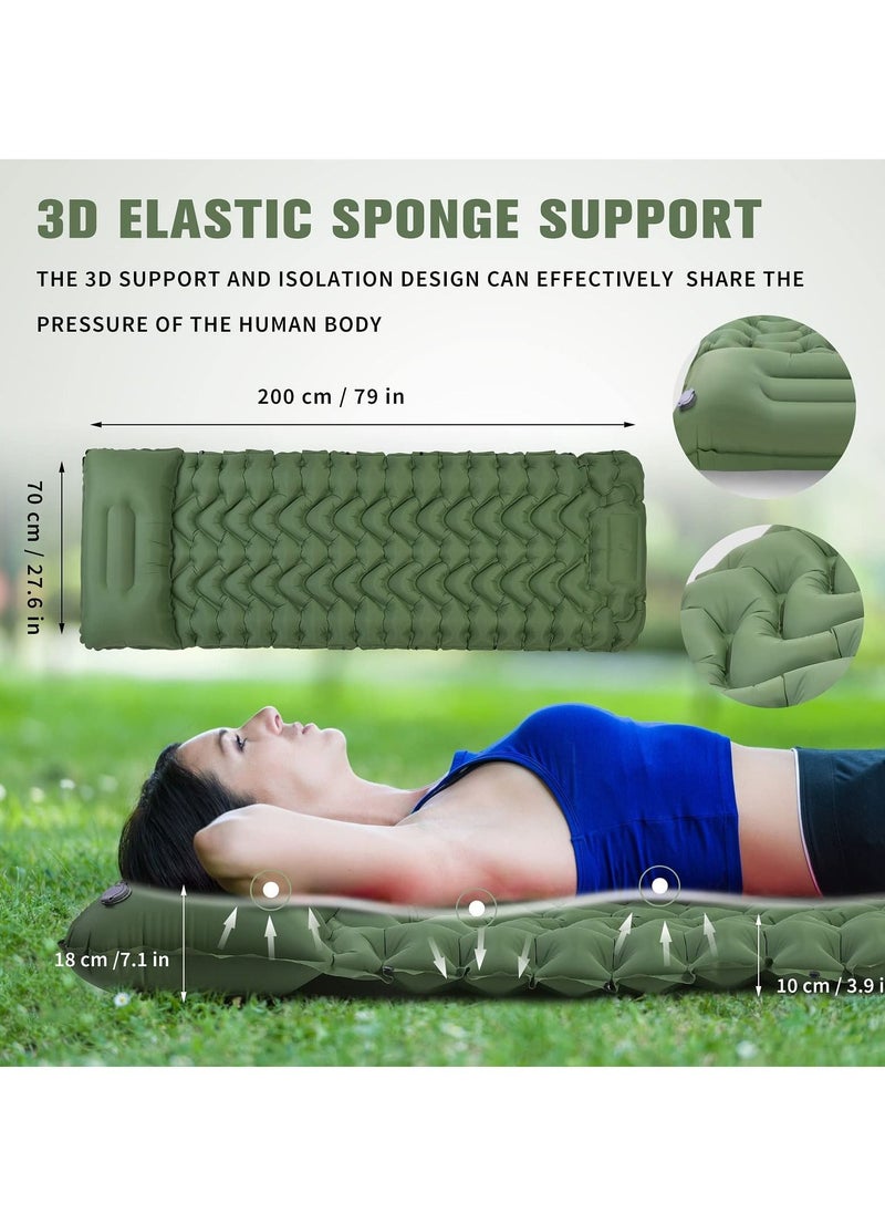 Y&D - Camping Sleeping Pad, Extra Thickness 10 CM Inflatable Mat with Pillow Built in Pump, Compact Ultralight Waterproof Air Mattress for Backpacking, Hiking, Tent, Traveling - Image 1