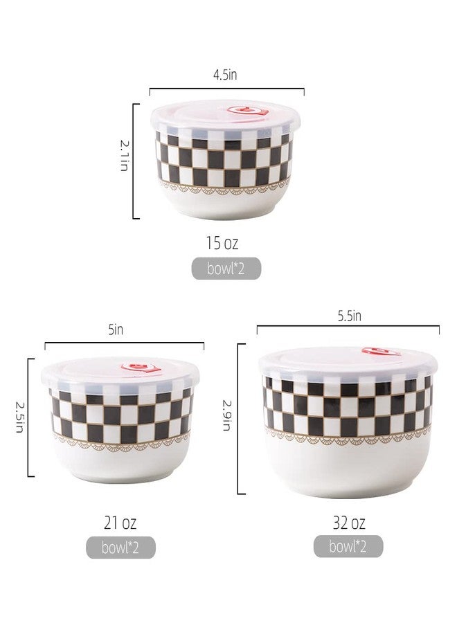 Porlien Checker Porcelain Canisters Set of 6, 15oz/21oz/32oz Each 2pcs, Food Storage Containers with Silicone Airtight Lid for Coffee, Tea, Condiments, Flour & Nuts - Image 2