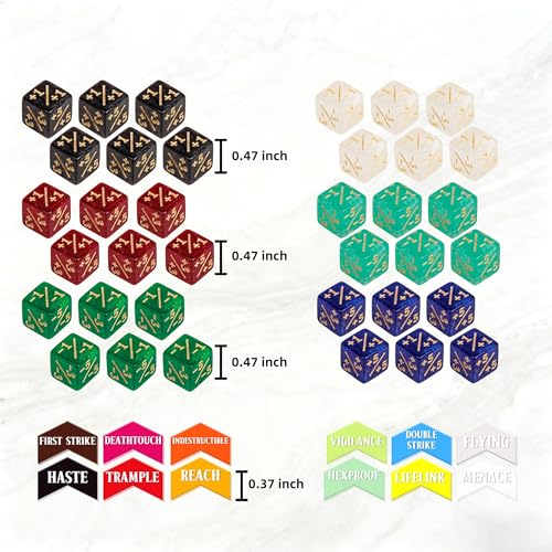 PUGED 61 Pieces MTG Dice Counters and Abilities Keywords Creature Stats Buff Acrylic Tokens with Box for MTG TCG Games Gift Gaming Accessories Colors - Image 5