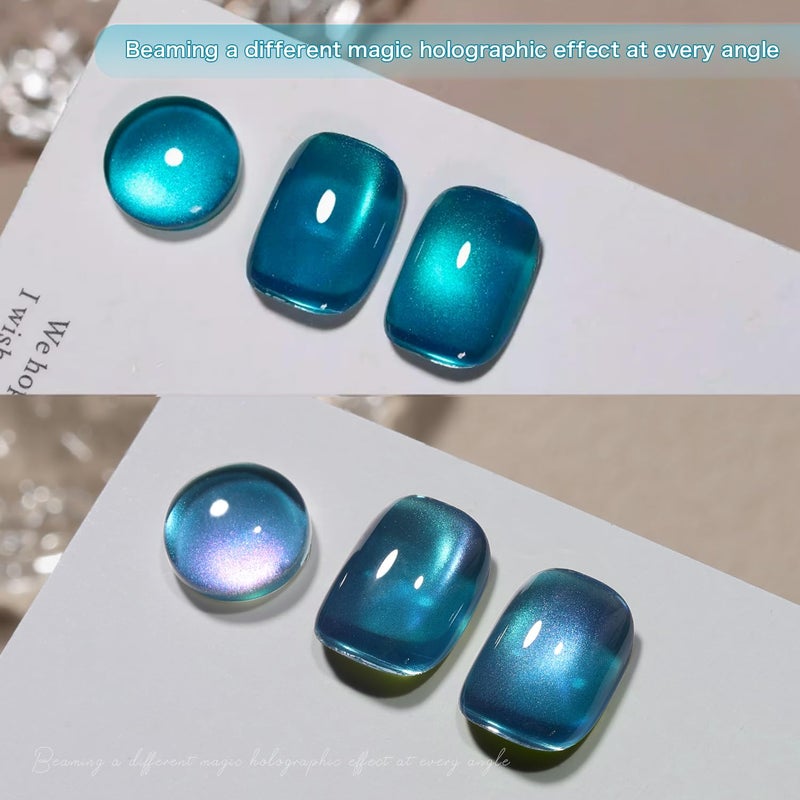 GAOY Glitter Cat Eye Gel Nail Polish Set with Magnet Colorful Galaxy for Holographic Cat Eye, Salon Gel Manicure and Nail Art DIY at Home - Image 2