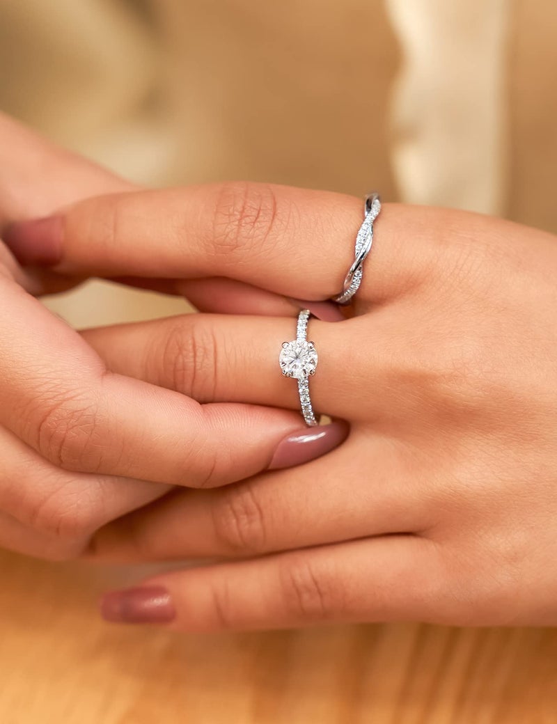 Imolove Moissanite Engagement Ring For Women  Moissanite Wedding Band For Women  1Ct Moissanite Promise Rings-55A - Image 4