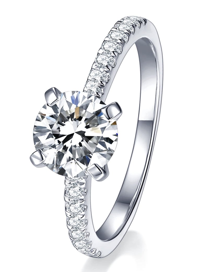 Imolove Moissanite Engagement Ring For Women  Moissanite Wedding Band For Women  1Ct Moissanite Promise Rings-55A - Image 1