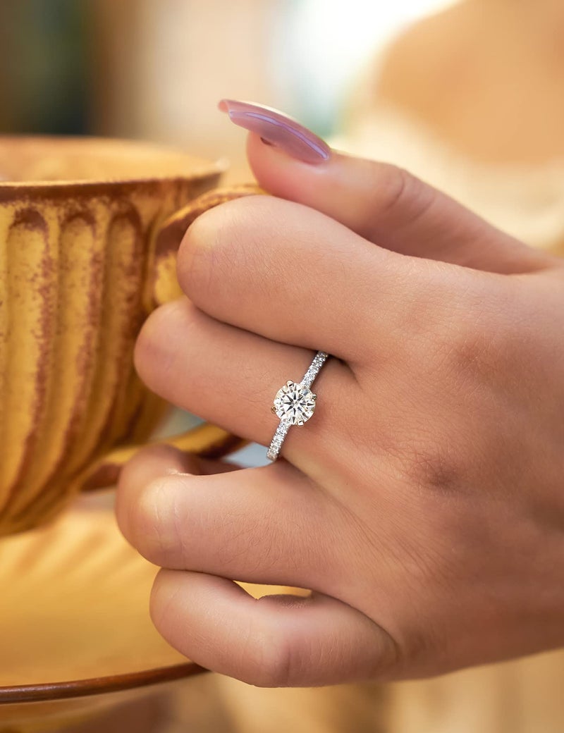 Imolove Moissanite Engagement Ring For Women  Moissanite Wedding Band For Women  1Ct Moissanite Promise Rings-55A - Image 3