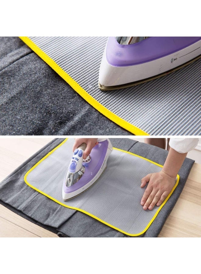 قطعتان من قماش الحماية من حرارة المكواة – غطاء شبكي مقاوم للحرارة لحماية طاولة الكي ومنع اللمعان (ألوان عشوائية) - Image 3