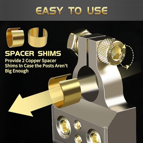 MTRoyaldia Battery Terminal Connectors, 0/2/4/6/8/10 AWG Battery Terminals, Heavy Duty Car Battery Terminal, Top Post Multiple Marine Superior Connectivity Long Lasting Install Versatile - Image 3
